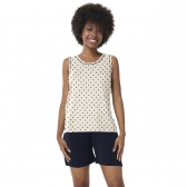 Pijama Feminino Regata Poá com Bermuda em Malha de Algodão - Marinho