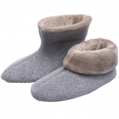 Pantufa Bota Feminina em Atoalhado com Pelúcia - Puff - Mescla