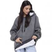 Blusa Moletom Dublado Fleece Peluciado com Capuz e Bolso- UNISEX - Chumbo
