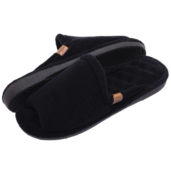 Pantufa Atoalhada Anatômica com Espuma Massageadora - Preto