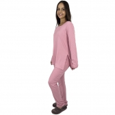 Pijama Puff Canelado Dream Elastano - Rosa