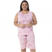 Pijama Plus Size Floral - Bermudão Regata Viscolycra