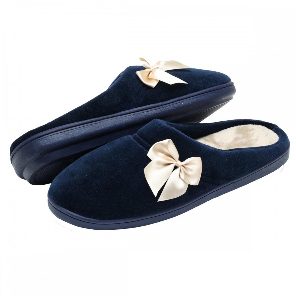 Pantufa Elegance Anatômica em Plush com Pelúcia - Marinho
