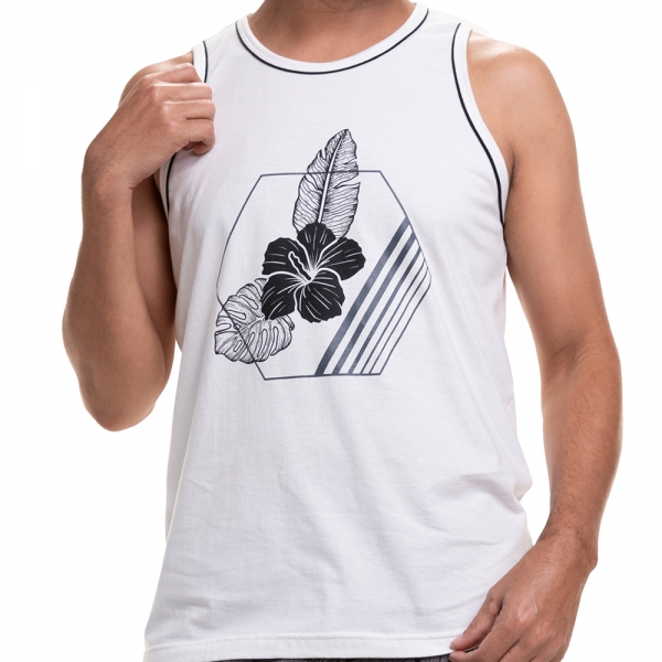 Pijama de Malha 100% Algodão Regata Floral - Marinho