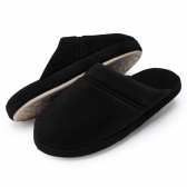 Pantufa Comfort em Plush Liso Lavavel à Máquina Puff - Preto