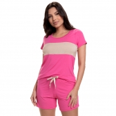 Short Doll com Manga em Viscolycra - Pink