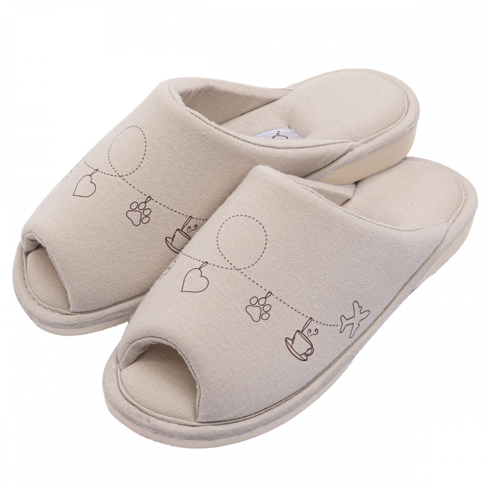 Pantufa Algodão Pingentes de Conforto — Aberta e Anatômica - Bege
