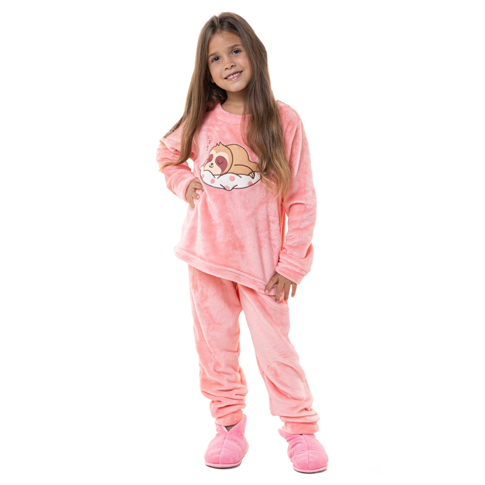 Pijama Pelúcia Bordado Preguiça - Pétala