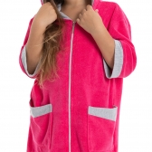 Roupão Atoalhado Infantil com Zíper e Capuz - Pink