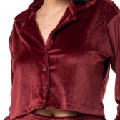 Conjunto casual em Plush com Abertura em Botão - Bordô