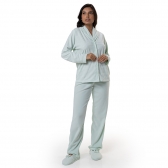 Pijama em Ultrasoft Grid com Abertura em Botões - Verde