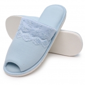 Pantufa Anatômica de Malha Lisa com Renda Solado EVA - Azul