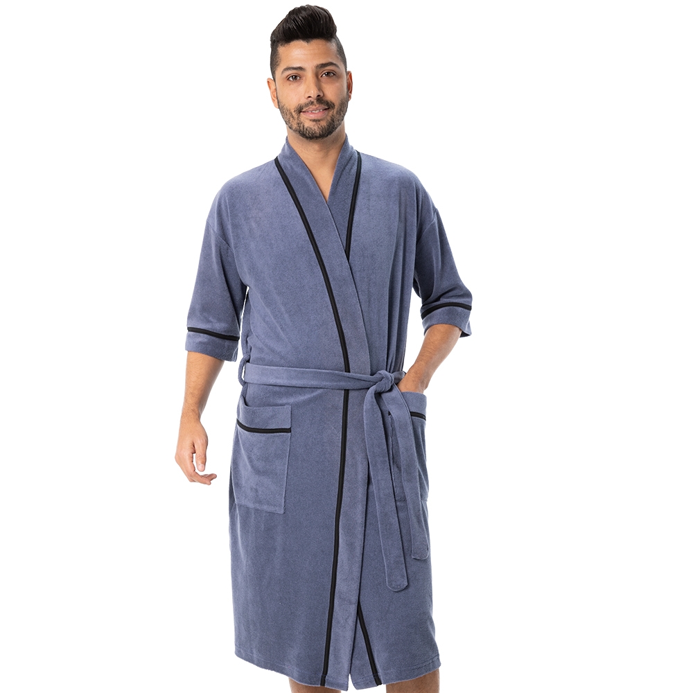 Roupão Masculino em Atoalhado com Viés - Puff - Índigo