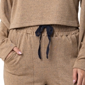 Conjunto Casual Malha Mesclada Cropped - Caqui