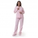 Pijama em Ultrasoft Grid com Abertura em Botões - Rosa