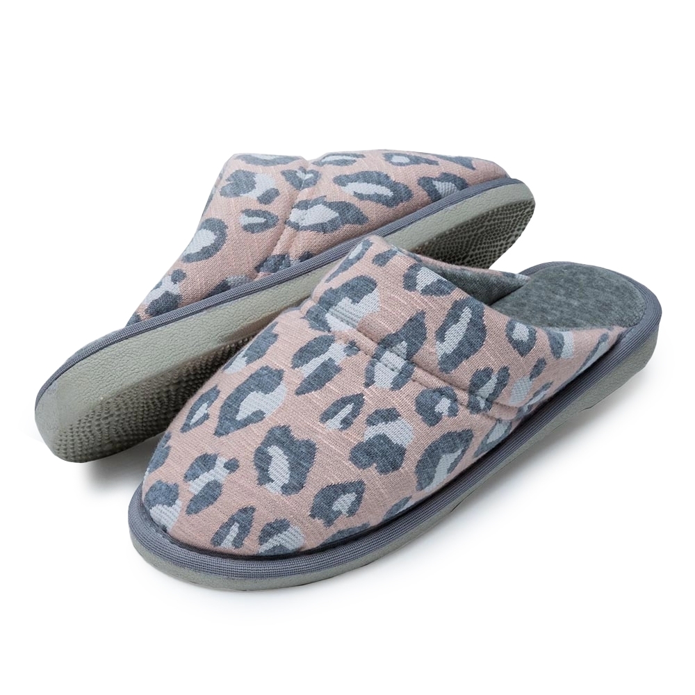 Pantufa Anatômico Plush Com Malha Onça - Mescla