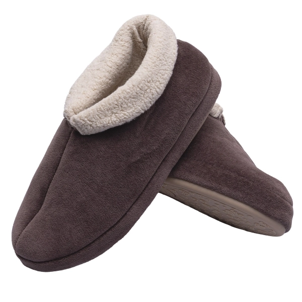 Pantufa Bota Feminina em Plush com Unifloc - Puff - Marrom