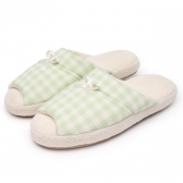 Pantufa Comfort em Atoalhado e Vicolycra Xadrez com Laço - Verde