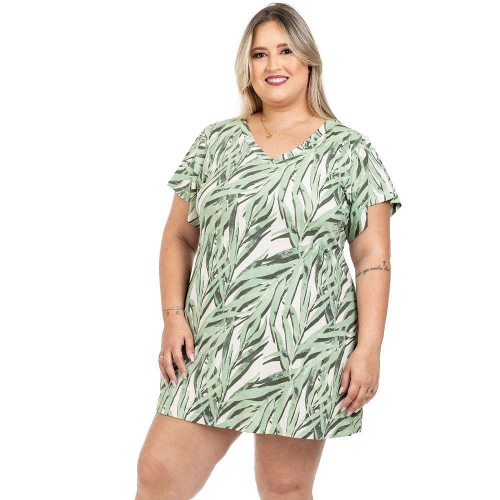 Camisão em Viscolycra Estampada Plus Size