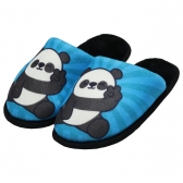 Pantufa Infantil Flexível em Pelúcia Panda - Azul