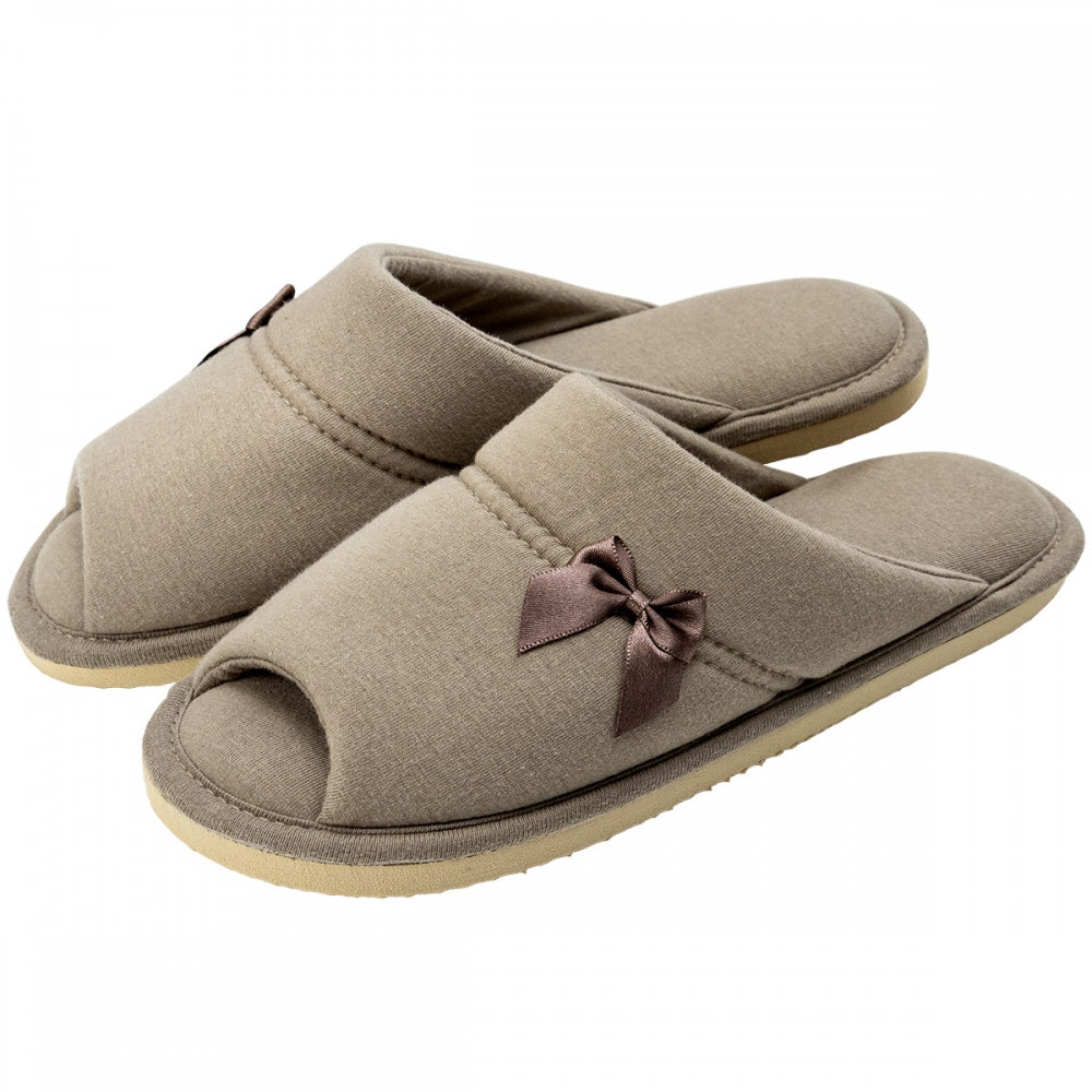 Pantufa Feminina em Malha de Algodão Levite Puff - Caqui