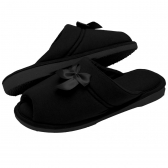 Pantufa Anatômica Malha com laço Cetim - PUFF - Preto