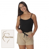 Short Doll Modal Summer Poá com Alças Plus - Bege