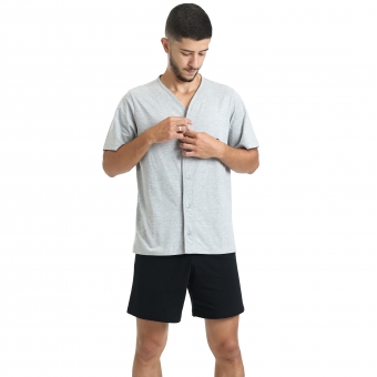 Pijama Masculino em Malha de Algodão com Botões