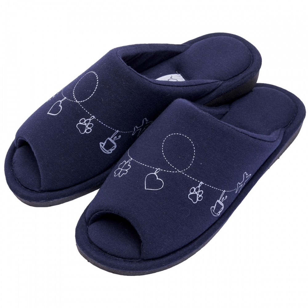 Pantufa Algodão Pingentes de Conforto — Aberta e Anatômica - Marinho