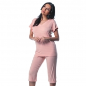 Pijama Pescador em Visco Linho Listrado - Porcelana