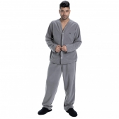 Pijama Masculino Aberto em Microsoft Liso - Chumbo