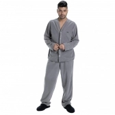 Pijama Masculino Aberto em Microsoft Liso - Chumbo