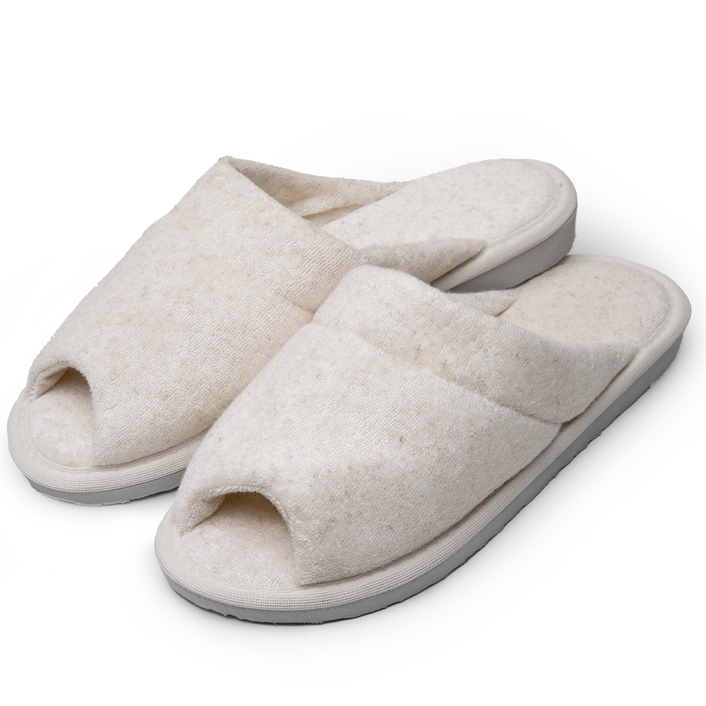 Pantufa Feminina Anatômica Atoalhada Puff - Marfim