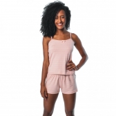Short Doll Alcinha em Visco Linho Listrado - Porcelana