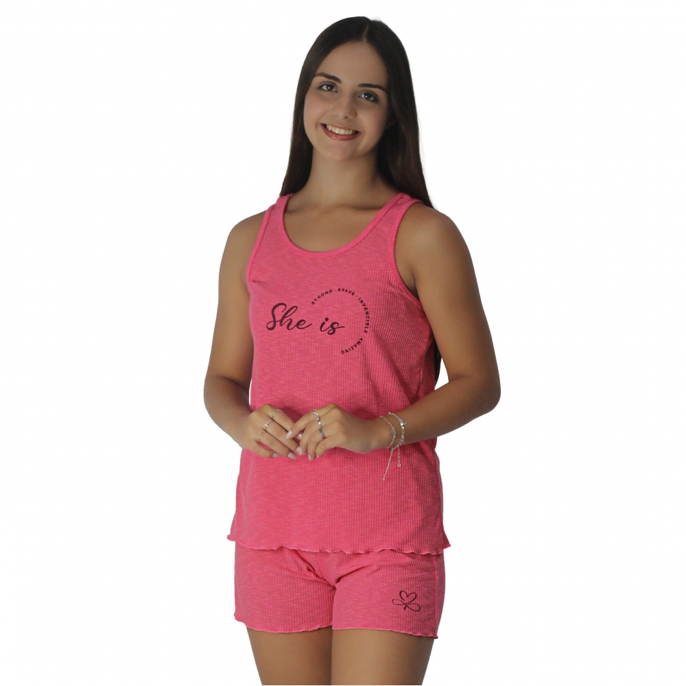 Short Doll She Is – Estilo e Conforto em Suedine Canelada - Pink