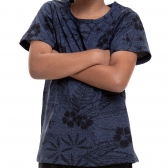 Pijama Masculino Infantil em Malha Floral - Marinho