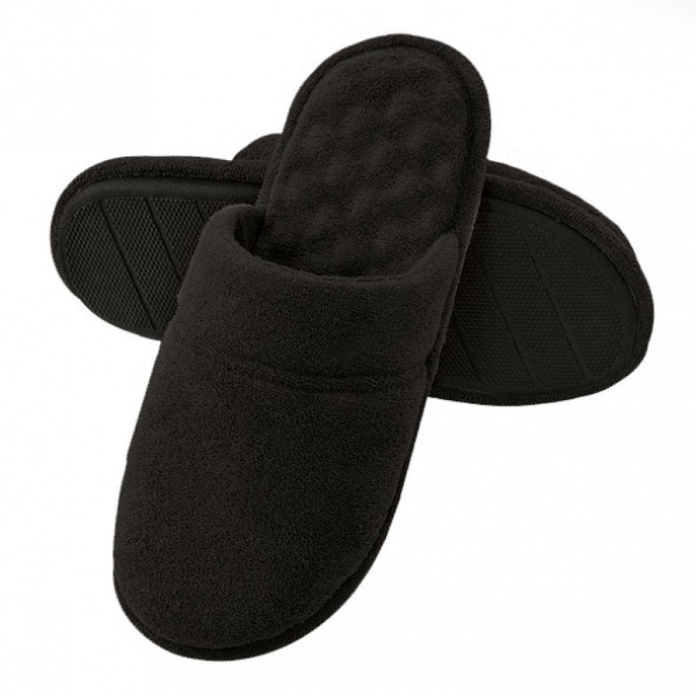 Pantufa Atoalhada Masculina com Espuma Massageadora - PUFF - Preto