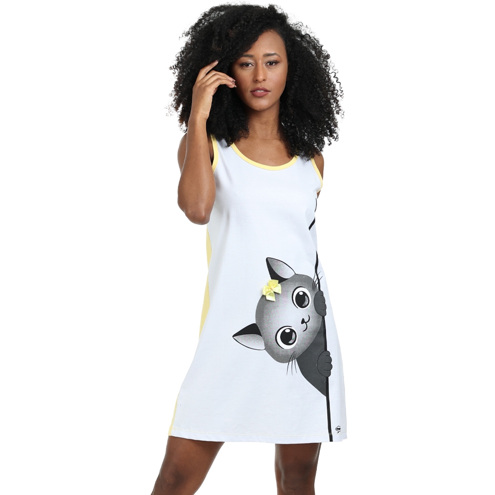 Camisão em Malha de Gatinho - Baunilha