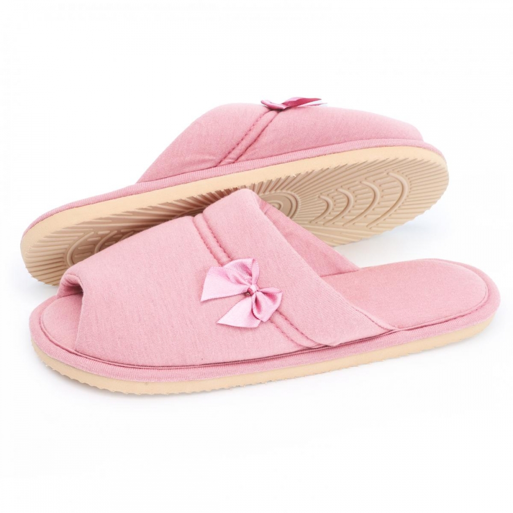 Pantufa Feminina em Malha de Algodão Levite Puff - Rosa