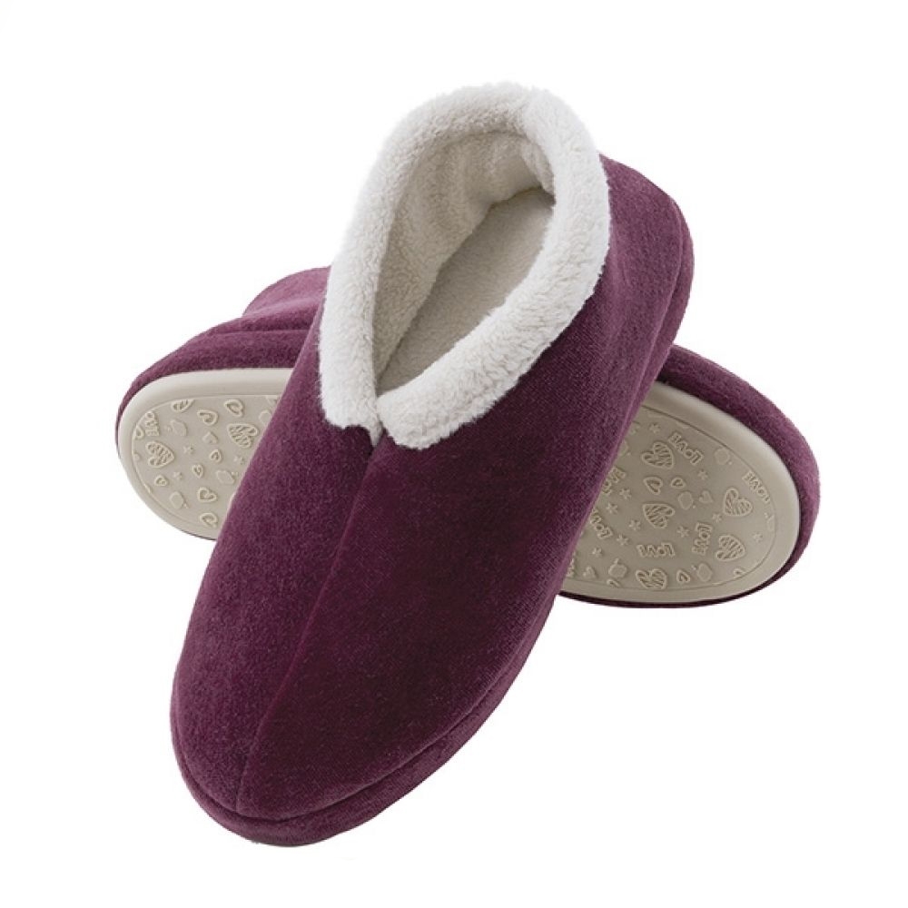 Pantufa Bota Feminina em Plush com Unifloc - Puff - Bordô