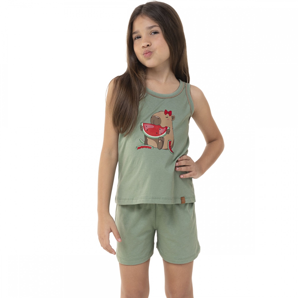 Pijama Infantil  Regata Capivara Malha Algodão-Capy & Cozy - Marinho