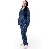 Pijama de Botão em Modal Winter - Marinho